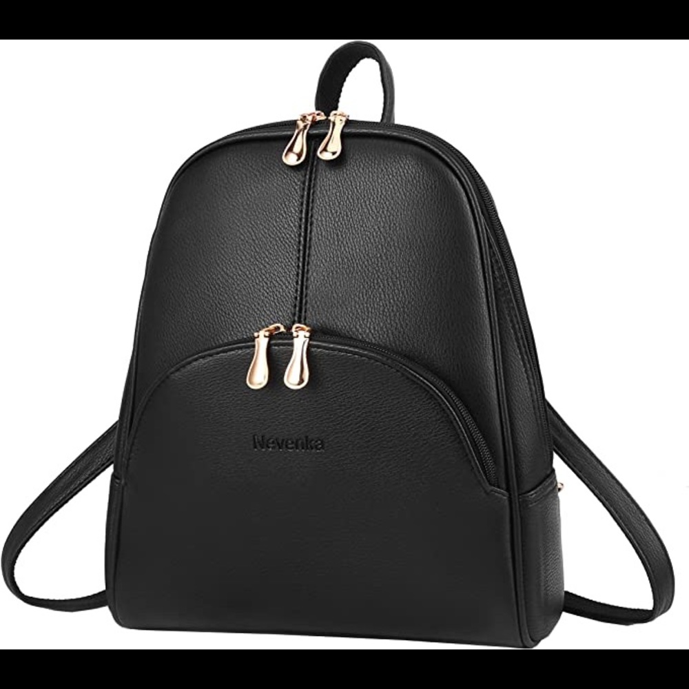 Nevenka Women’s Black Backpack Purse PU Leather Zipper Shoulder Bag
